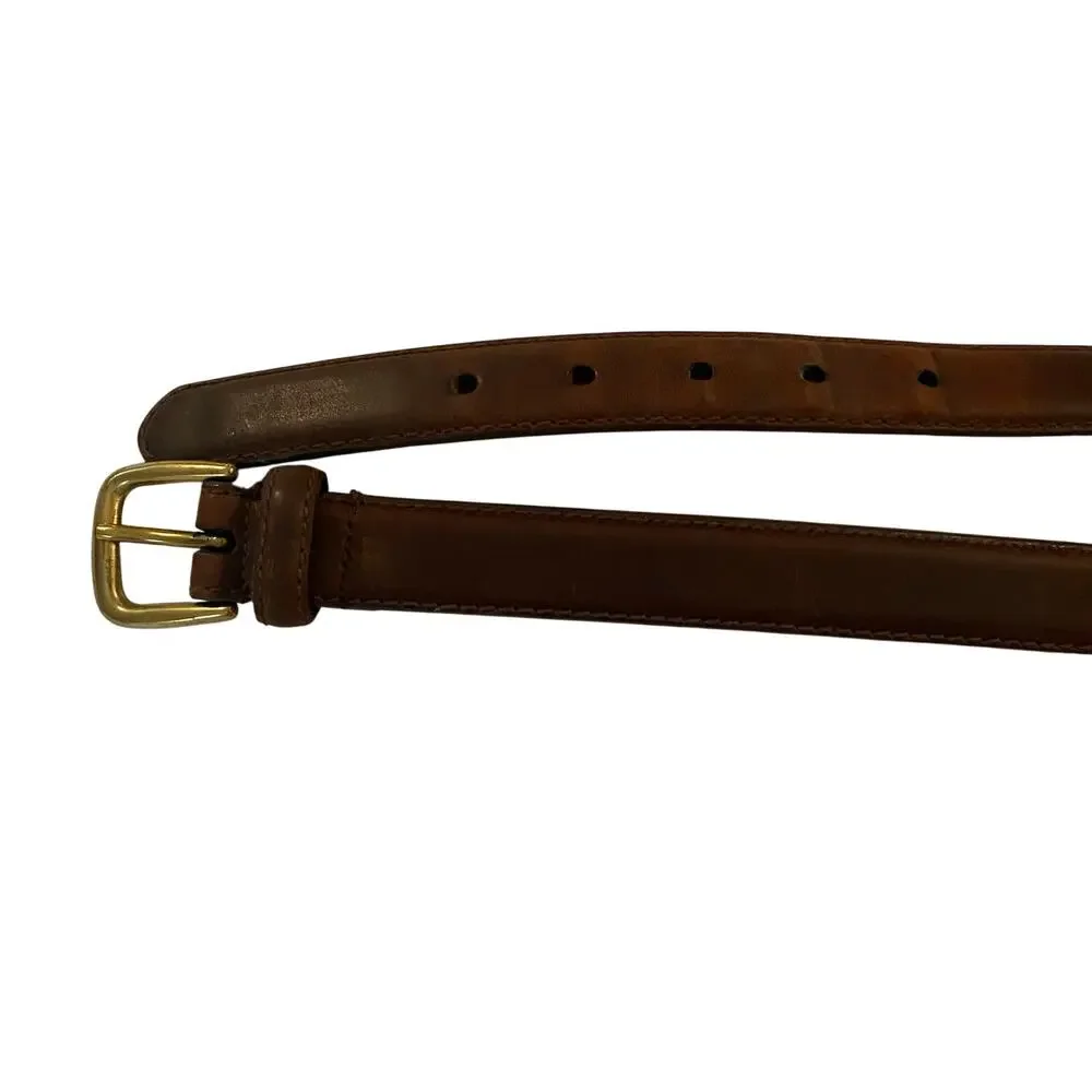Vintage Canterbury Brown Oil Tan Leather Belt Brass Buckle Size 36 Taiwan
